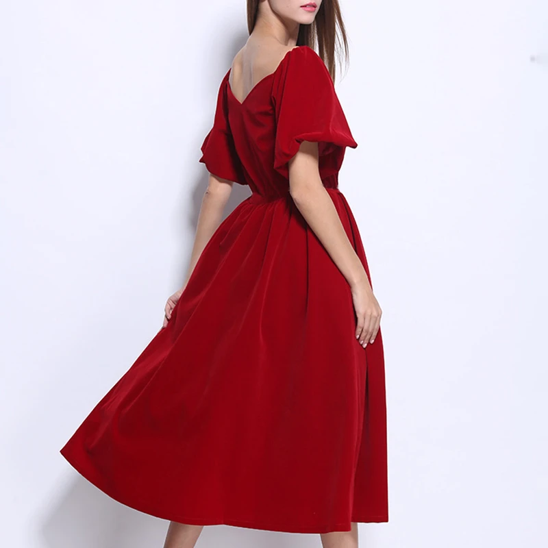 VGH элегантное вечернее платье для женщин Slash шеи с открытыми плечами пышными