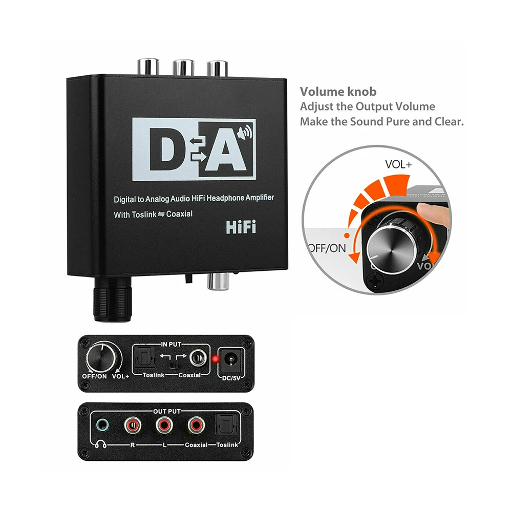 Hifi DAC Amp цифро аналоговый аудио конвертер RCA 3 5 мм усилитель для наушников Toslink