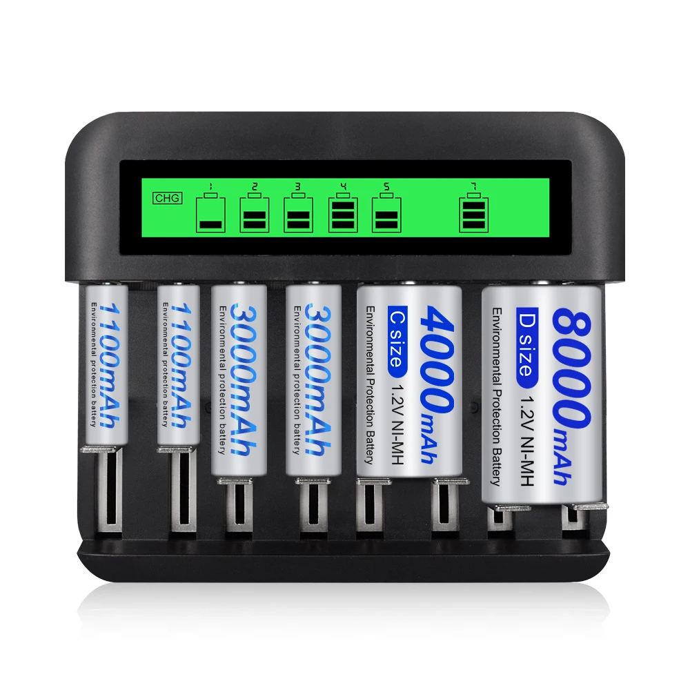 

8 Slots Smart Intelligent Battery Charger Fast Charge For AA / AAA / C / D Ni-MH / Ni-Cd Rechargeable Battery LCD Display