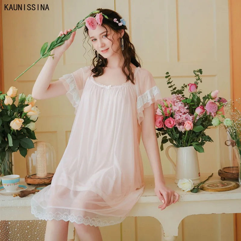 

Princess Nightdress Female Summer Homewear Dress Short Sleeve Loose Modal Cotton Nighties for Women Soft Lingerie Nightgown