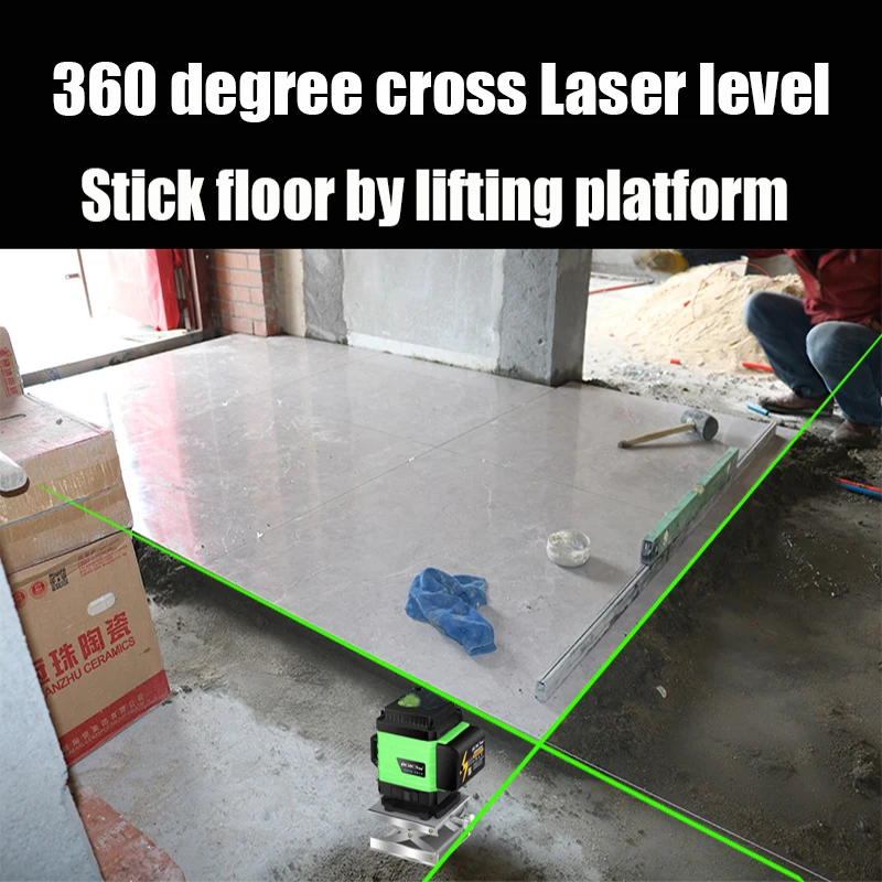 

Free Shipping Green Cross Line 360 Degree Rotary Laser Level Self-Leveling Rotating 12Lines Leveler with Wireless Remote Control