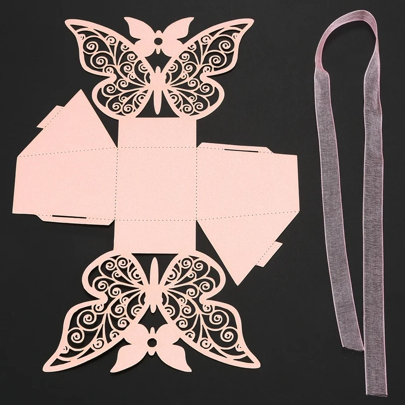 Hot Sale 50pcs Butterfly Wedding Favour Box Birthday Party Gifts Candy Boxes (Pink) | Дом и сад