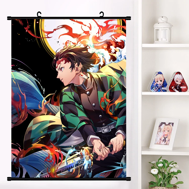 J Аниме демон убийца: Kimetsu no Yaiba Uzui Tengen Rengoku Shinjurou Obanai настенный свиток плакат Настенные подвесные плакаты домашний декор - Цвет: J