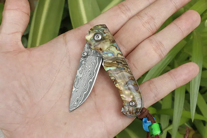 Koop Damascus Staal Mes Pocket Folding Camping Mes Outdoor Gereedschappen Survival Mini Sleutelhanger Mes Edc Vissen Messen Jacht Goederen