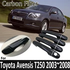 Черное углеродное волокно для Toyota Avensis T250 T25 2003 2004 2005 2006 2007 2008 Автомобильная дверная ручка, наклейка, автомобильные аксессуары