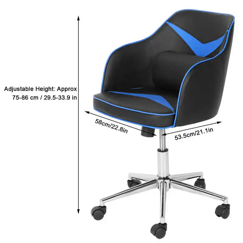 

Computer Chair Height Adjustable Rotation PU Leather Gaming Chair with USB Massage Pillow Home Furniture