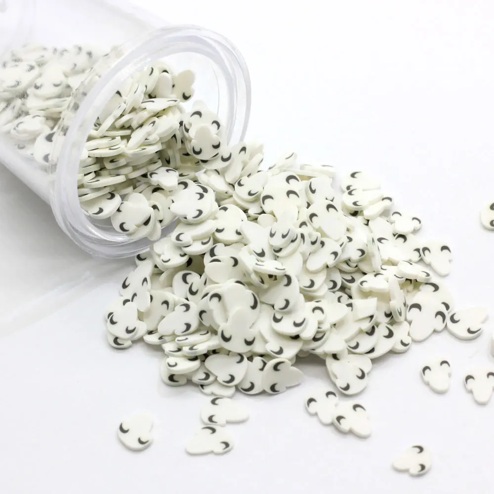 200/50g White Mushroom Clay Slices Addition Charms For Fluffy DIY Supplies Polymer Clear Clay Sprinkles Toys Putty Nail