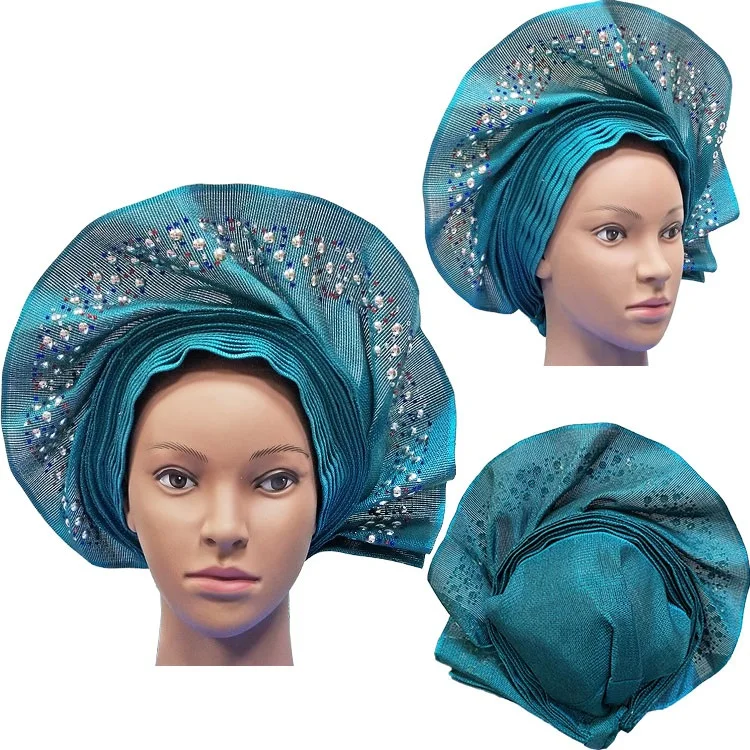 Африканский ASO OKE Gele головное украшение высокого качества нигерийский традиционный свадебное использование 013 Авто Gele