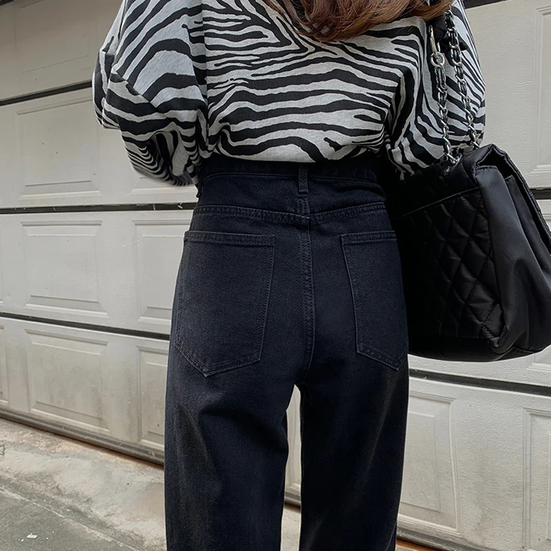 

Vintage High Waist Straight Jeans Pant for Women Streetwear Loose Female Denim Jeans Buttons Zipper Ladies Jeans 2021 B11901X