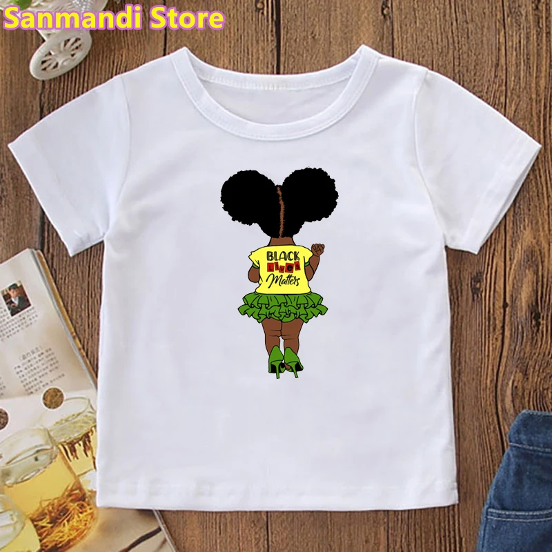 

Black Lives Matters Graphic Print Tshirt African Girls Magic Kids Clothes Kawaii Children Clothing Summer Fashion T-Shirt