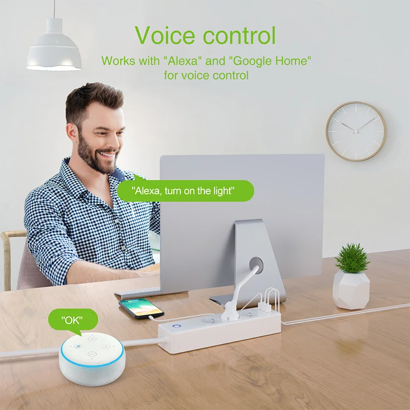 

16A Wifi Smart Power Strip 3 EU Outlet Plug With 3 USB Charging Port Timing App Remote Voice Control Work With Alexa Google Home