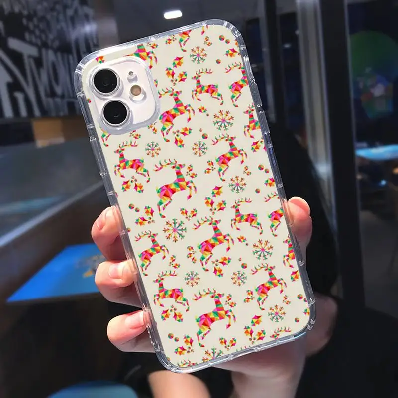 

New Year Christmas Santa Claus Phone Case Transparent for iPhone 6 7 8 11 12 s mini pro X XS XR MAX Plus