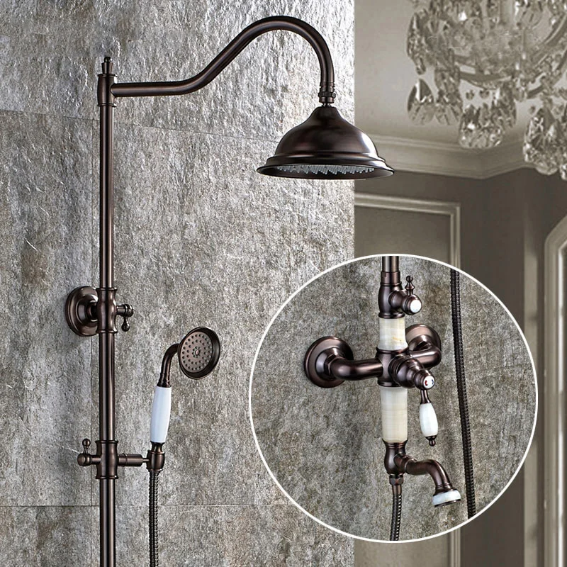 Новейший роскошный нефритовый декорированный Бронзовый Смеситель для душа с