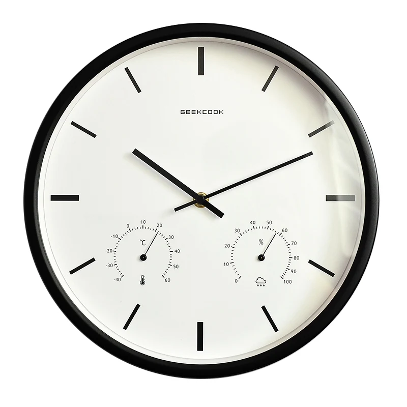 

Nordic Wall Clock Modern Design Metal with Temperature Humidity Living Room Decoration Mute Creative Kitchen Clocks Gift Zegary