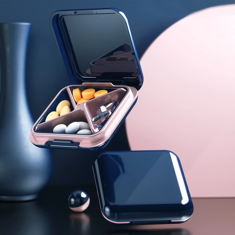 

Portable Pill Cases Medicine Storage Pill Box Drug Splitters Storage Organizer 4 Grids Tablet Dispenser Container Case Pillbox
