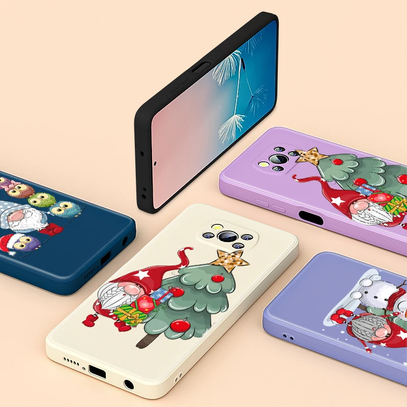 

Cartoon Christmas Cute For Xiaomi X3 C3 F3 X2 M2 GT NFC Pro 5G Liquid Soft Cover Phone Case