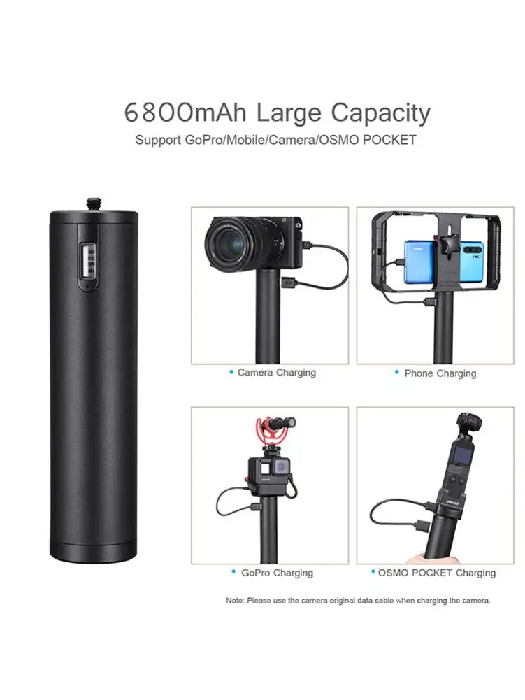 6800mAh Power Bank Hand Grip Outdoor Shooting Mobile Source Portable Handle For Gopro8/DJI Osmo ACtion | Спорт и развлечения