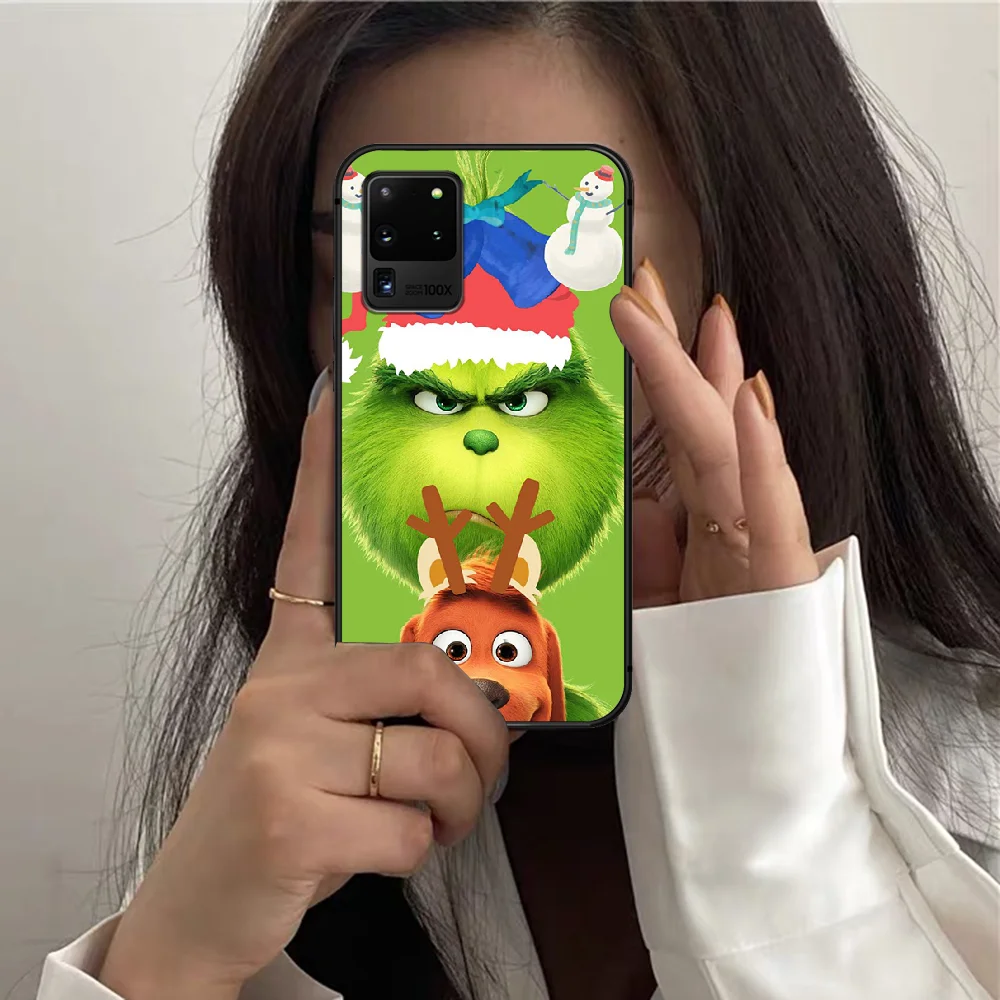 

Green Monster Grinch Phone Case For Samsung Galaxy S 7 21 Note 8 9 10 20 E FE Ultra Plus black Etui Silicone Shell Tpu Funda