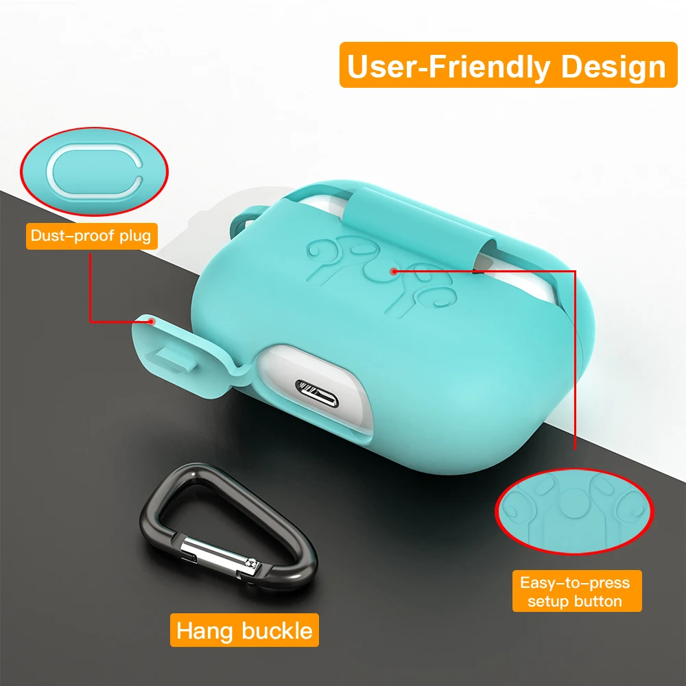 Чехол KEYSION для AirPods Pro с брелоком цветной матовый мягкий силиконовый ударопрочный