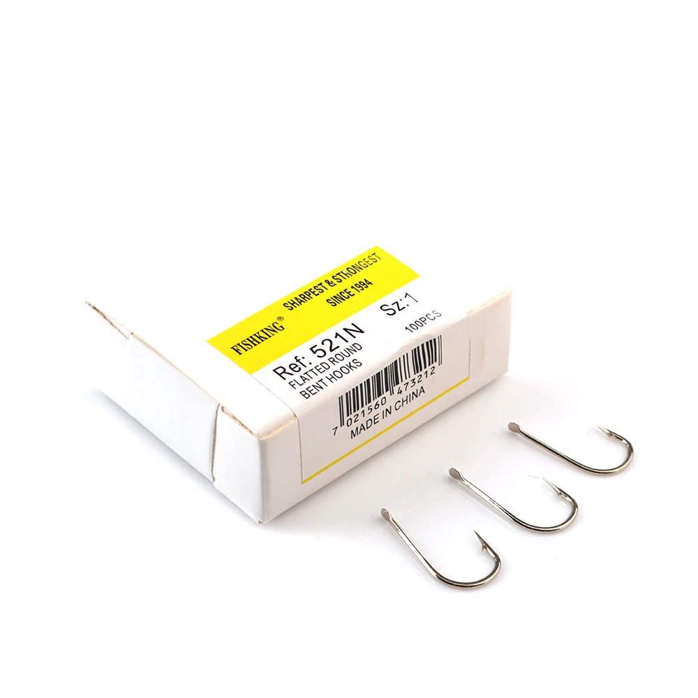 

2021 FTK NEW 521N Fishhooks Flatted Round 100pcs/lot Size1#-Size10# Fishing Hook High Carbon Steel For Fishing