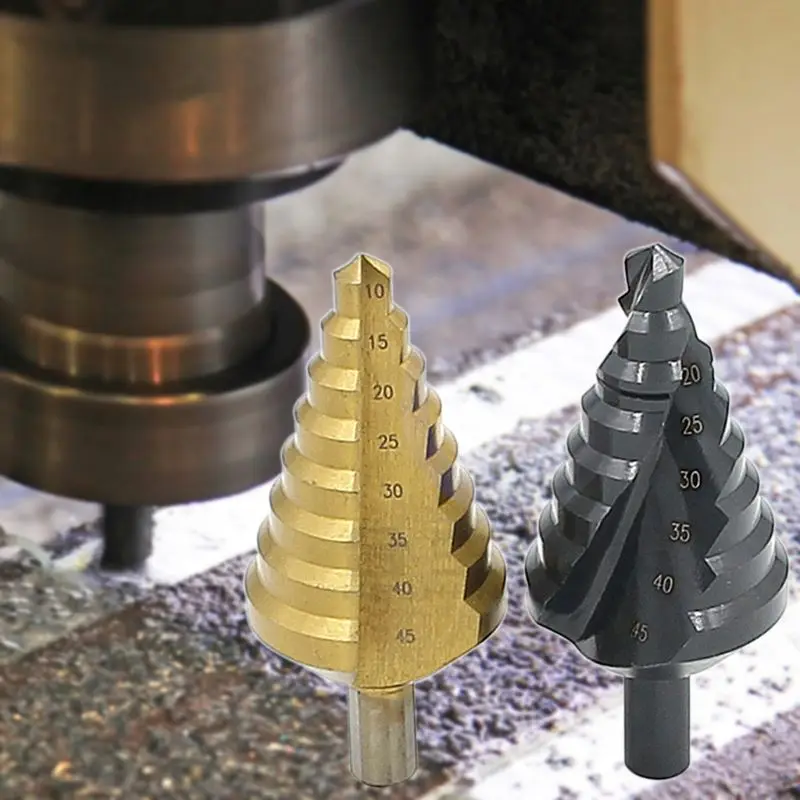 

10-45mm High Speed Steel Spiral Flute Surface Nitriding Straight Groove Titanium Plated Step Cone Pagoda Drill Countersink Hole