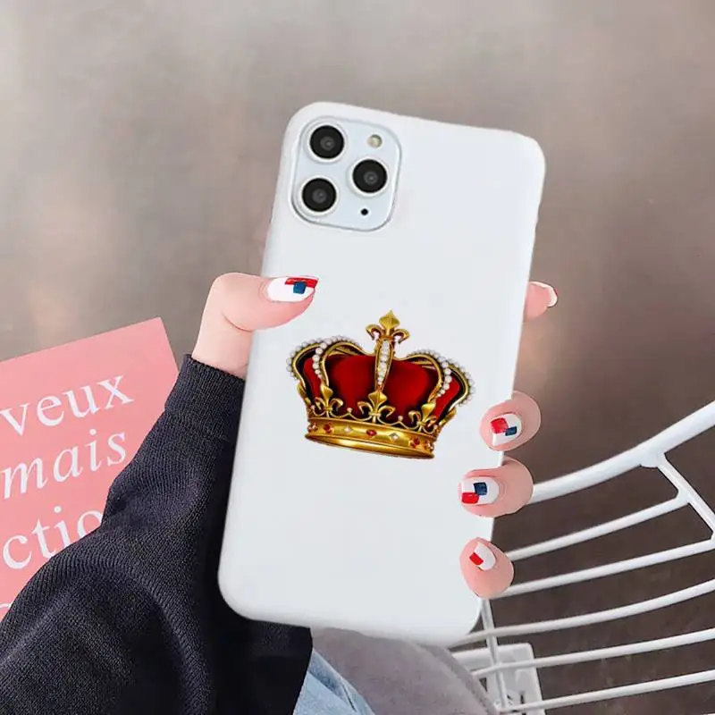 

Crown Letter King Queen shell Phone Case Candy Color for iPhone 6 7 8 11 12 s mini pro X XS XR MAX Plus