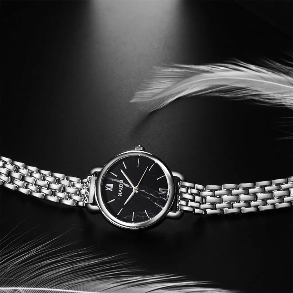 

Marble Quartz Watch Minimal Watch for Women Round Dial Alloy Strap Temperament Fashion Wristwatch Montre Femme Drop Shipping