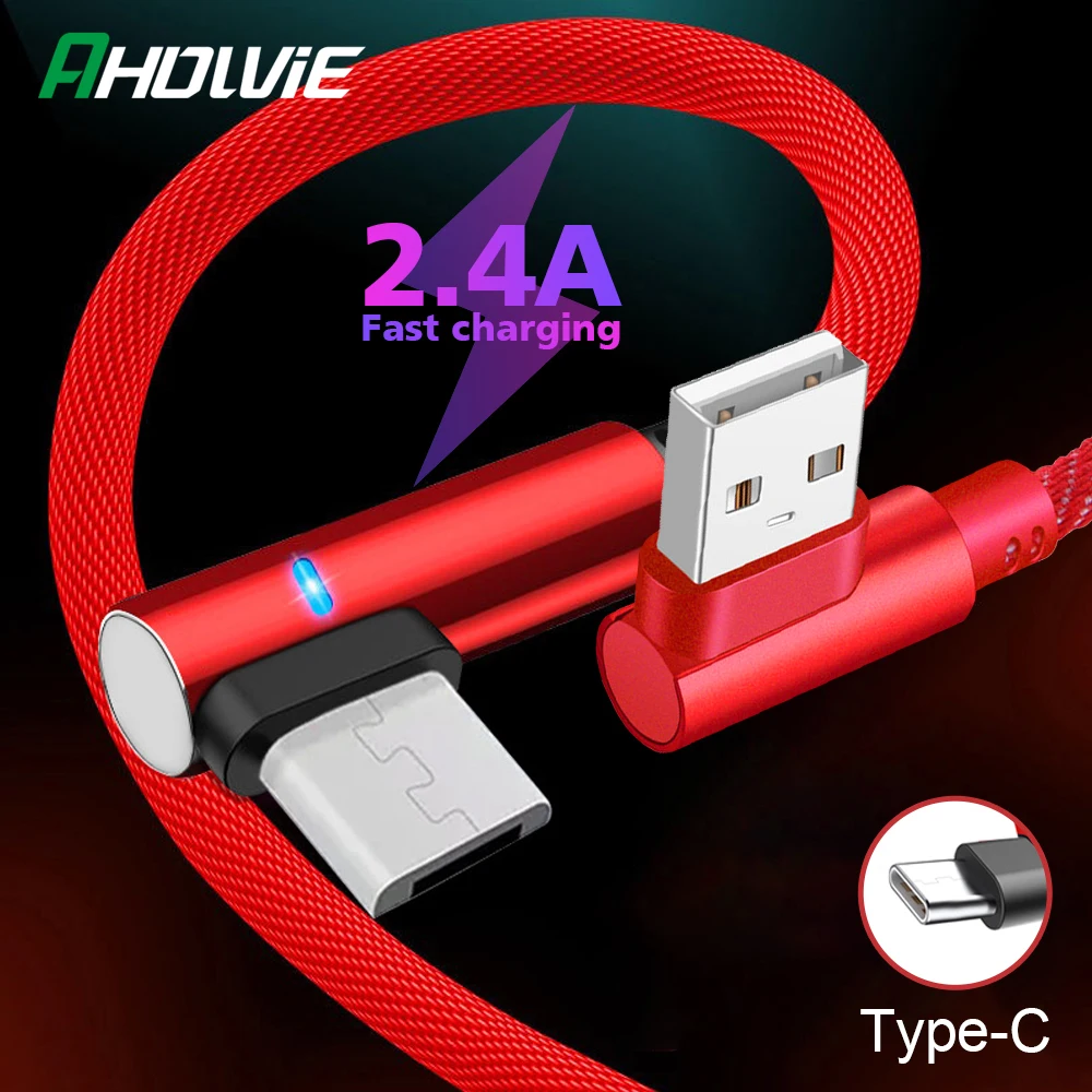 Кабель Micro USB Type C 2 4 А 90 градусов шнур для быстрой зарядки и передачи данных Samsung A50