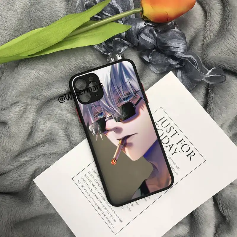 Чехол для телефона с аниме juютсу Kaisen Gojo Satoru IPhone 13 12 11 Pro Max Xs Xr X 7 8 Plus черный матовый