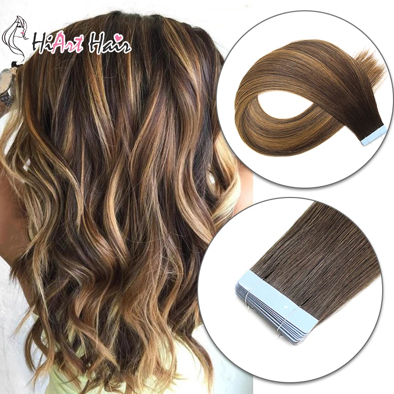 HiArt 2,5 г/шт. лента для наращивания Человеческие волосы remy Salon Balayage Предварительно Связанные волосы лента натуральные волосы образец ленты для наращивания волос 20 шт