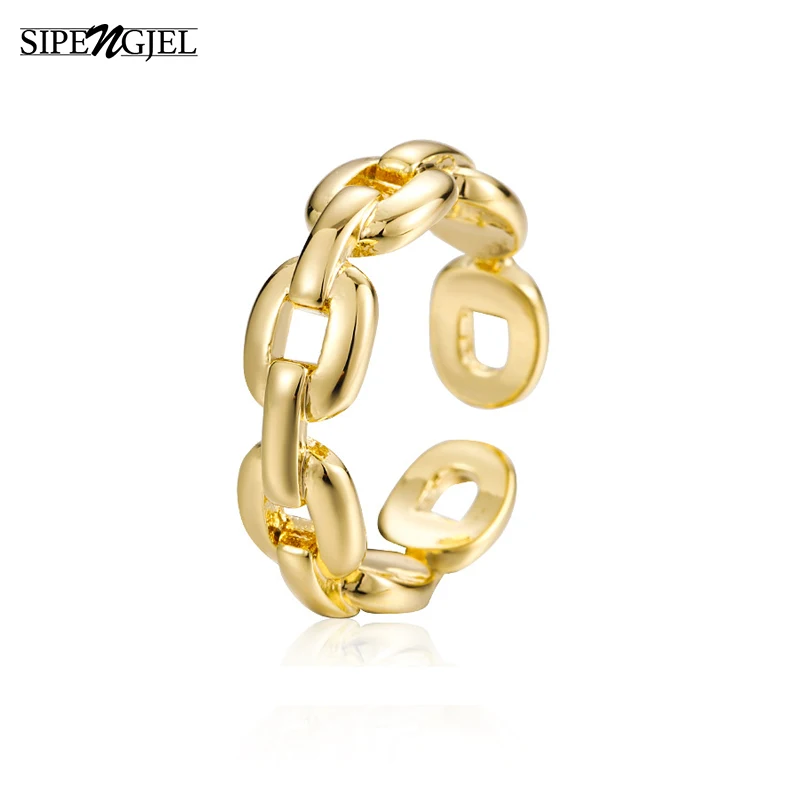 

Модные геометрические звенья цепи пояса кольца золотого цвета регулируемые Открытые Кольца для женщин панк винтажные Свадебные ювелирные ...