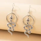 Винтажные серебряные серьги-подвески Tocona в виде змеи для женщин, подвески, большие круглые геометрические металлические серьги из сплава, ювелирные изделия 19891