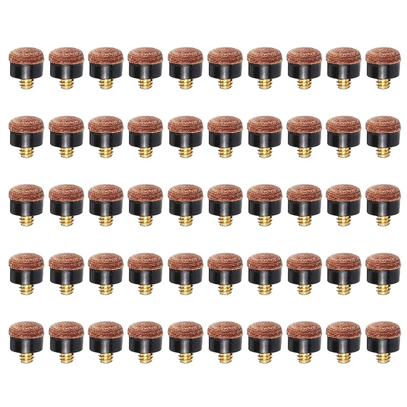 

50Pcs Billiard Pool Cue Stick Screw-on Tips 13mm Billiard Cue Tips for Pool Cues and Snooker