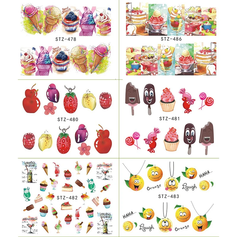 18 листов/набор наклейка для водяного переноса изображения на ноготь DIY Красочные