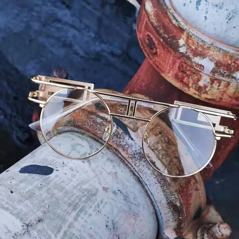 Круглые Солнцезащитные очки в стиле стимпанк для мужчин и женщин винтажные