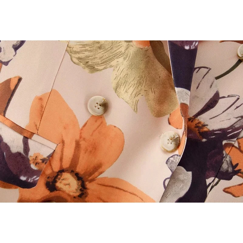 

chic lady orange flower print new 2020 long blazer women autumn streetwear long sleeve single breasted outwear offic lady blazer