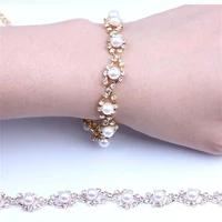 fashion luxury rhinestone pearl bracelet bridal wedding jewelry shining crystal prom party sexy lady bracelet gift accessories