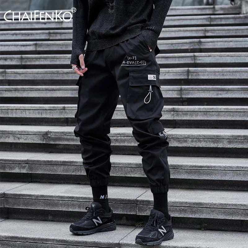 

CHAIFENKO Hip Hop Cargo Pants Men Fashion Harajuku Harem Pant Black Streetwear Joggers Sweatpant Multi-Pocket Casual Mens Pants