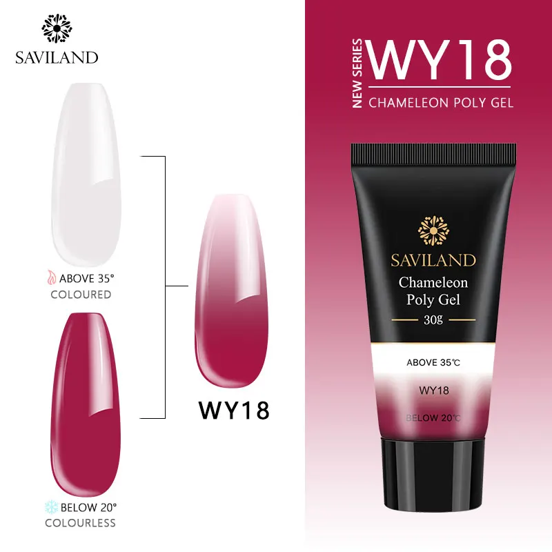 SAVILAND 30g Color Changing Poly Gel Acryl Gel UV Builder Gel Clear Pink Varnish Soft No Burnning Cover Natural Gel Polish - Цвет: WY18