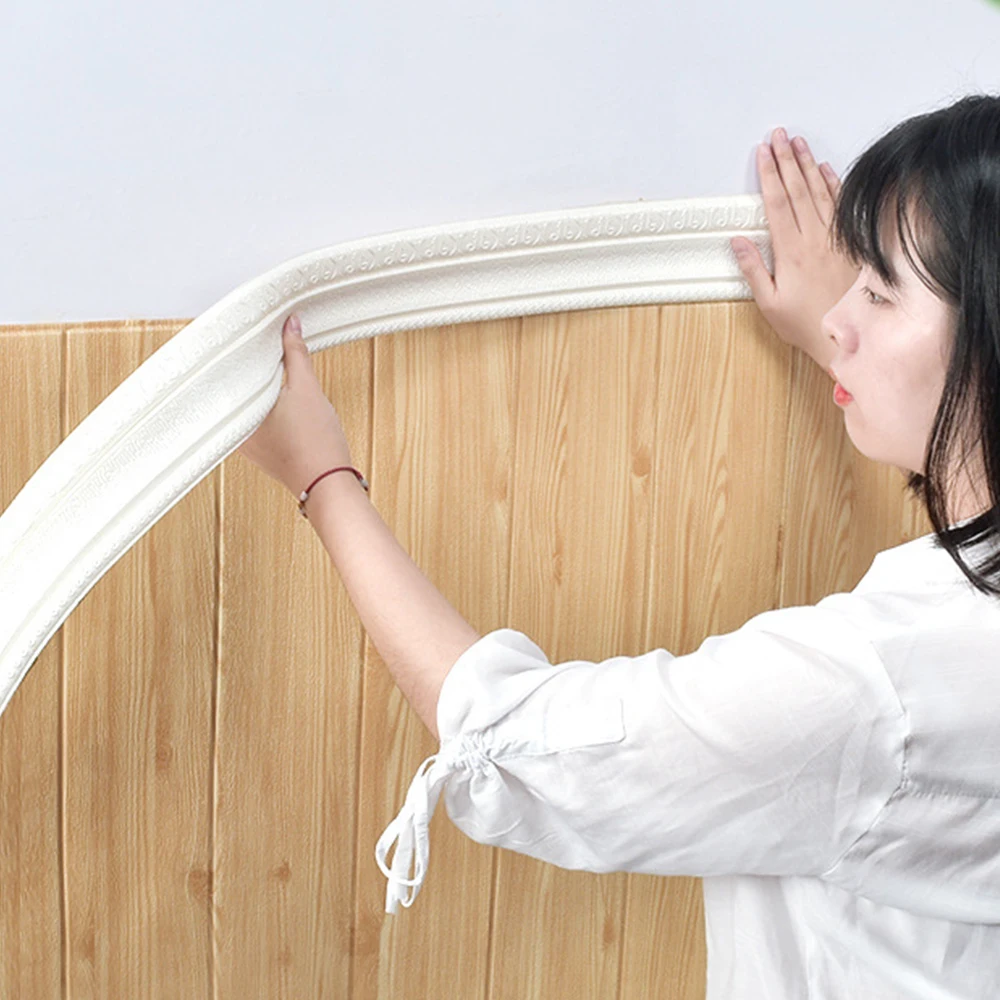 2.3m*8cm 3D Foam Wall Stickers Self Adhesive Waterproof Baseboard Wallpaper Border Sticker Edge Strip Home Decor | Дом и сад