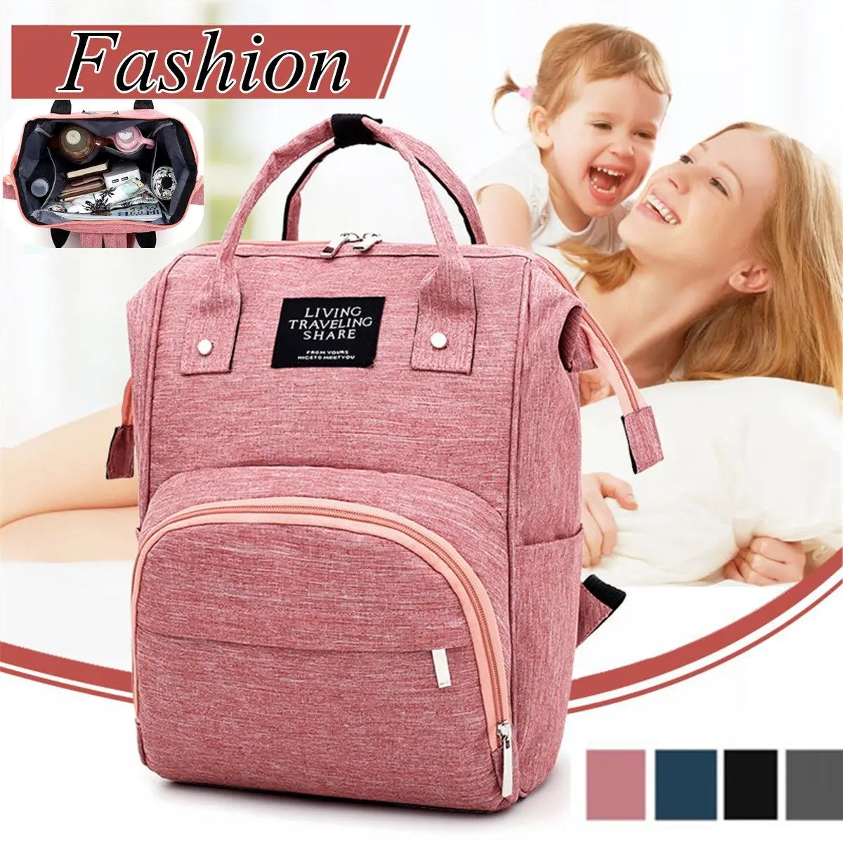 

Fashion Mummy Maternity Nappy Bag Large Capacity Nappy Bag Travel Backpack Nursing Bag for Baby Care Women's Fashion Bag