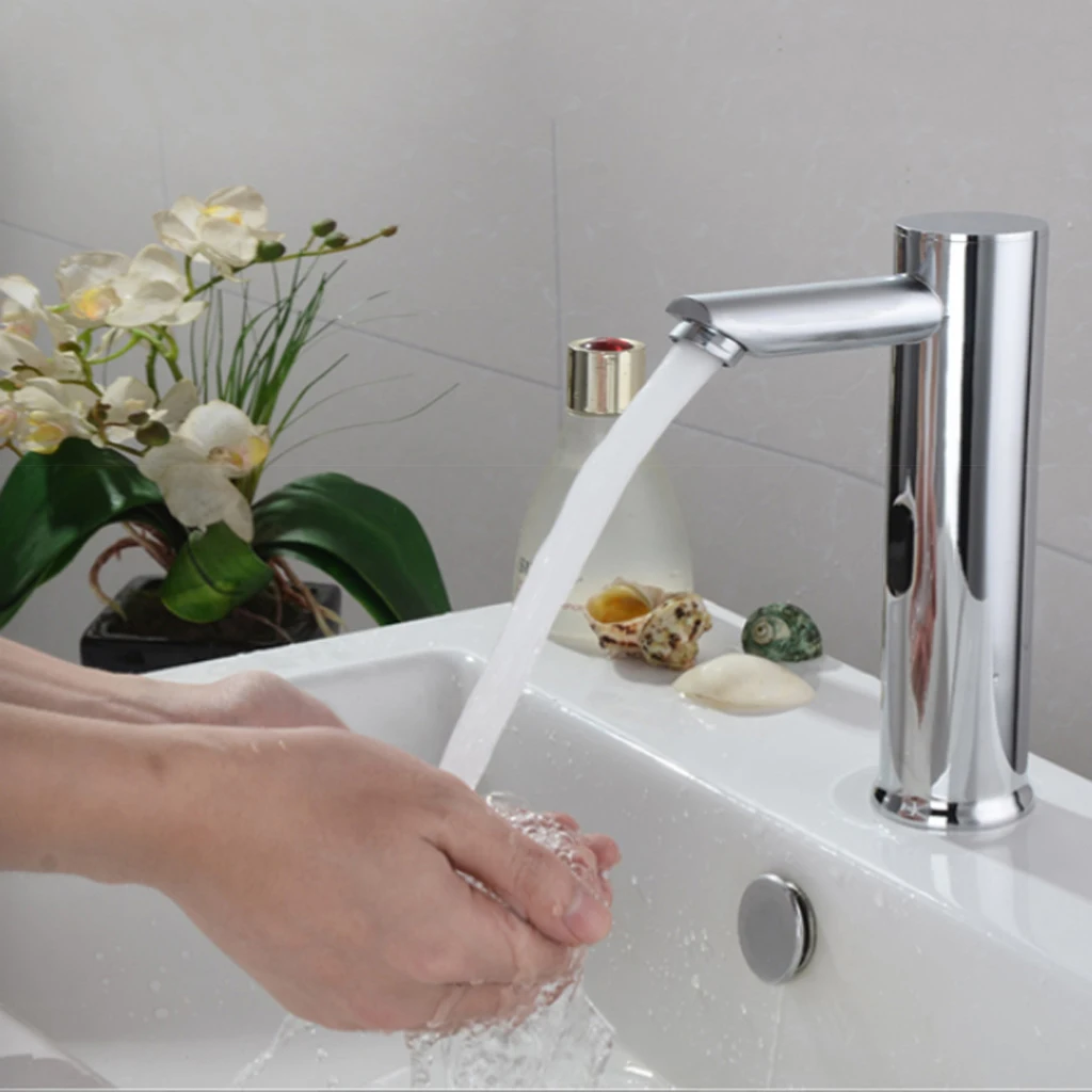 

Bathroom Automatic Infrared Sink Hands Touchless Free Faucet Sensor Tap Cold Water Inductive Electric Basin Faucet