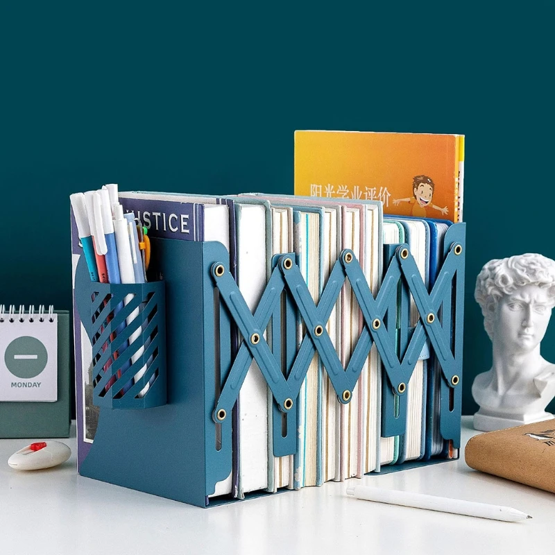 

Extension Adjustable Metal Bookends Heavy Duty Book Desktop File Folder Retractable Stand Bookshelf Rack Holder