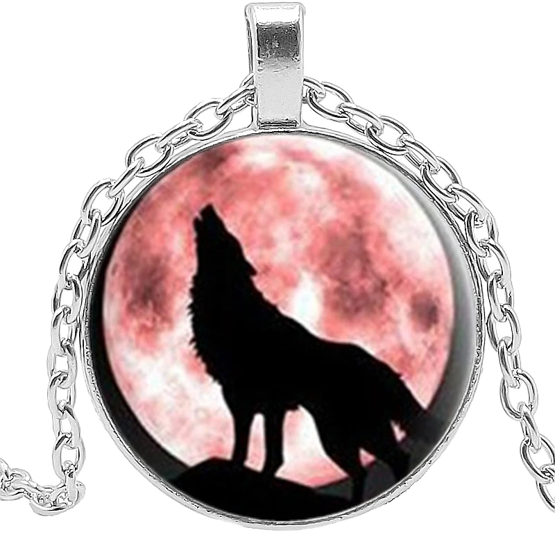 2020 популярное ожерелье с Луной никогда не сдается назад вниз волк кабошон фото