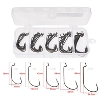 50pcslot wide crank fishing hooks carbon steel offset fishhook bass barbed carp fishing hook 30 2 for soft worm lure box