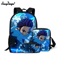 noisydesigns hot sell bookbags for teens boys girls anime demon slayer print 3pcsset school bags book pen case mochila escolar