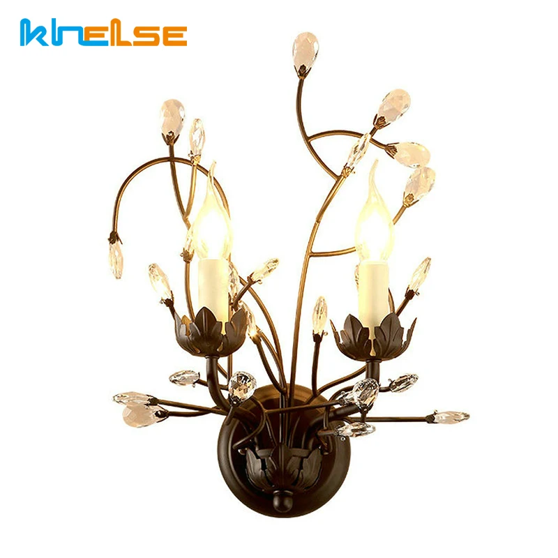 Современный светодиодный настенный светильник с кристаллами 2 головки E14