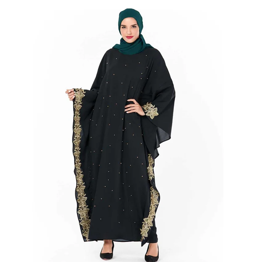 Модное мусульманское платье абайя с рукавами летучая мышь роскошное вышитое