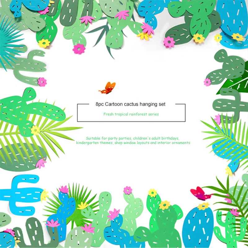 Кактус Летняя тема вечерние растение из тропического леса тянуть цветок баннер