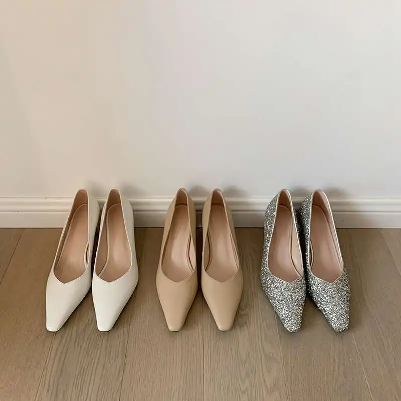 

Krazing Pot 2021 spring new genuine leather small square toe high heels beauty lady evening party sexy slip on women pumps L8f1